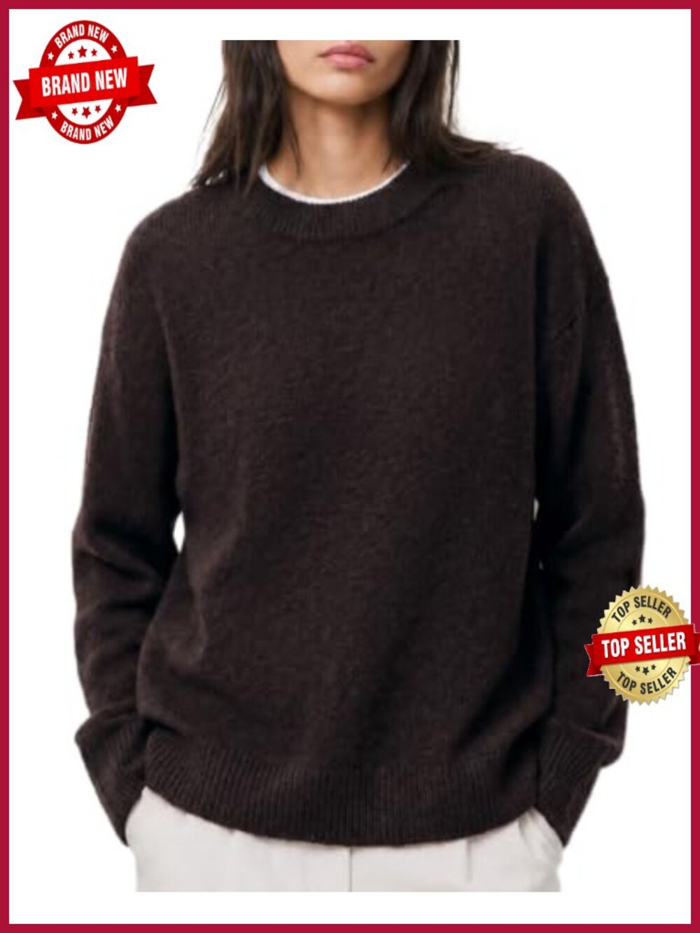 Fuzzy Knit Oversized Crew Neck Long Sleeve Pullover Sweater